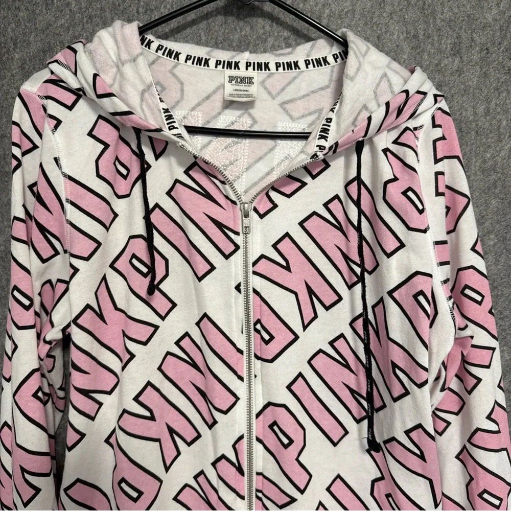 VICTORIA'S SECRET PINK GRAPHIC HOODIE FASHION SHOW FULL ZIP size L - Picture 2 of 12
